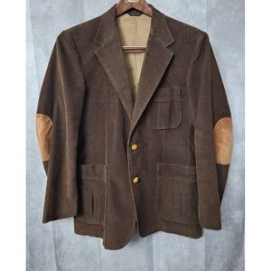 Vtg 70s Levi's Panatela Brown Corduroy Blazer Jacket 40R Elbow Patch 2 Button